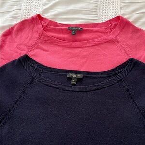Set of two Talbots Short Sleeve Knit Tops pink & navy  Sz Petite M